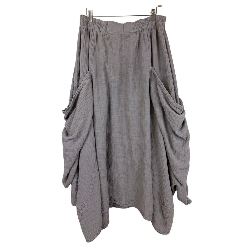 Kekoo Grey Stretch Waist Side Pockets Balloon Maxi Skirt One Size